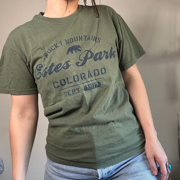 Vintage Rocky Mountains Estes Park Colorado Destination Graphic Tee Sz M - Picture 2 of 8